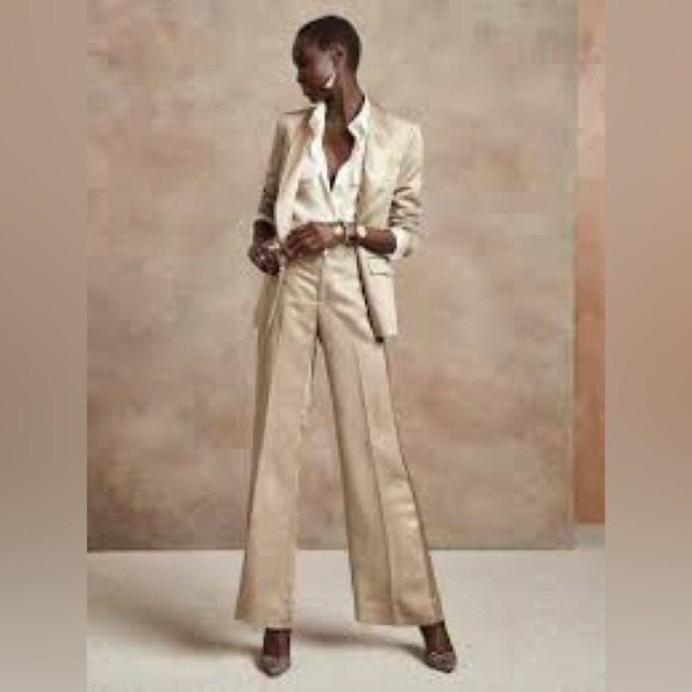 NWT Banana Republic Tencel Tuxedo Pants Maverick Tan, Size 0